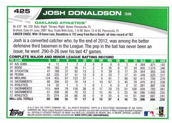 2013 Topps - Blue #425 Josh Donaldson Back
