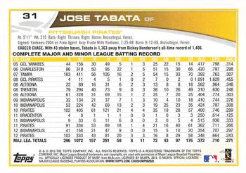 2013 Topps - Blue #31 Jose Tabata Back