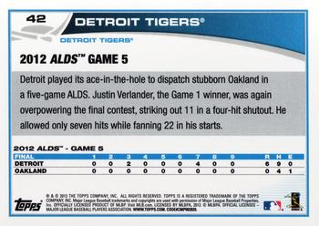 2013 Topps - Blue #42 Detroit Tigers Back