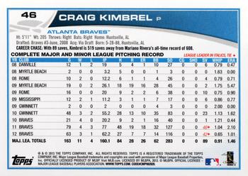 2013 Topps - Blue #46 Craig Kimbrel Back