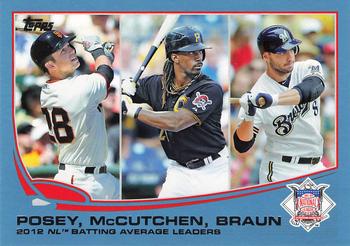 2013 Topps - Blue #189 2012 NL Batting Average Leaders (Buster Posey / Andrew McCutchen / Ryan Braun) Front
