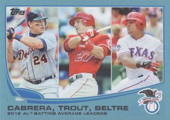2013 Topps - Blue #294 2012 AL Batting Average Leaders (Miguel Cabrera / Mike Trout / Adrian Beltre) Front