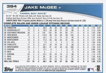 2013 Topps - Blue #384 Jake McGee Back