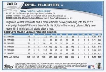 2013 Topps - Blue #389 Phil Hughes Back