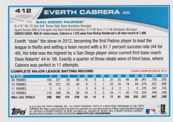2013 Topps - Blue #412 Everth Cabrera Back