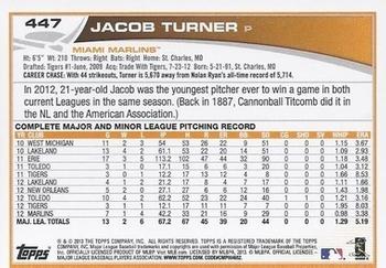 2013 Topps - Blue #447 Jacob Turner Back