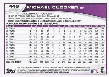 2013 Topps - Blue #449 Michael Cuddyer Back