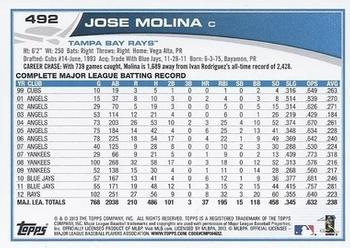 2013 Topps - Blue #492 Jose Molina Back
