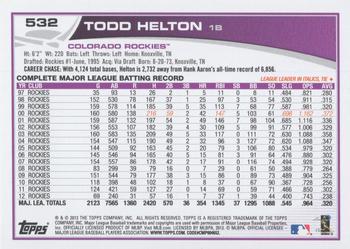 2013 Topps - Blue #532 Todd Helton Back