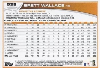 2013 Topps - Blue #538 Brett Wallace Back