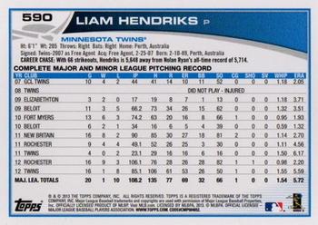 2013 Topps - Blue #590 Liam Hendriks Back