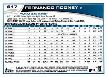 2013 Topps - Blue #617 Fernando Rodney Back