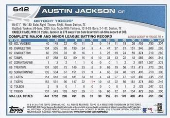 2013 Topps - Blue #642 Austin Jackson Back