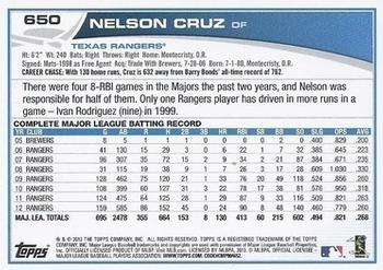 2013 Topps - Blue #650 Nelson Cruz Back