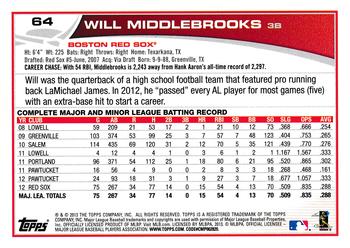 2013 Topps - Blue #64 Will Middlebrooks Back