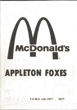 1977 TCMA Appleton Foxes #0277 Lorenzo Gray Back