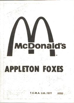1977 TCMA Appleton Foxes #0293 Greg Herman Back