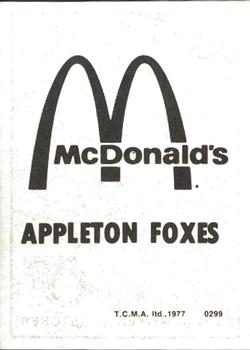 1977 TCMA Appleton Foxes #0299 Kent Hunziker Back