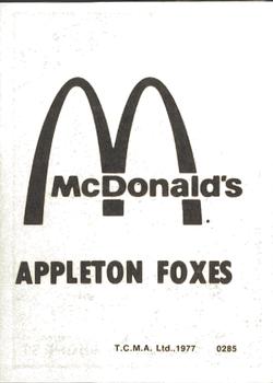 1977 TCMA Appleton Foxes #0285 Candy Mercado Back