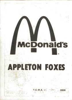 1977 TCMA Appleton Foxes #0300 Randy Seltzer Back