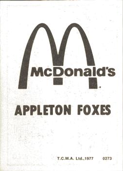 1977 TCMA Appleton Foxes #0273 Leo Sutherland Back