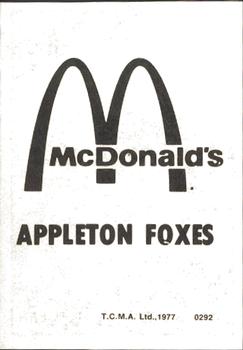 1977 TCMA Appleton Foxes #0292 Rick Thoren Back