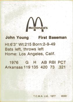 1977 TCMA Arkansas Travelers #0040 John Young Back