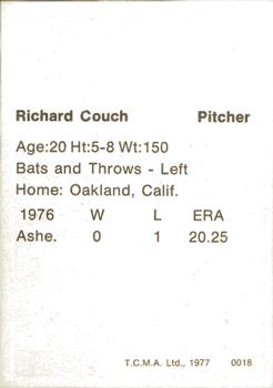 1977 TCMA Asheville Tourists #0018 Richard Couch Back