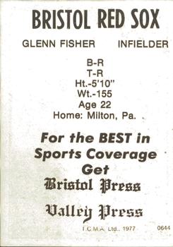 1977 TCMA Bristol Red Sox #0644 Glenn Fisher Back
