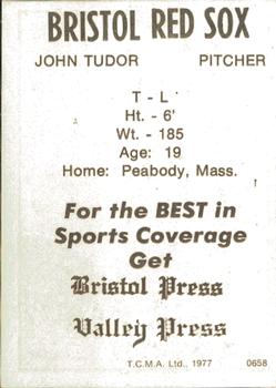 1977 TCMA Bristol Red Sox #0658 John Tudor Back