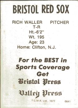 1977 TCMA Bristol Red Sox #0641 Rich Waller Back