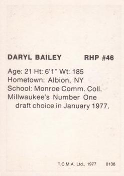 1977 TCMA Burlington Bees #0138 Daryl Bailey Back