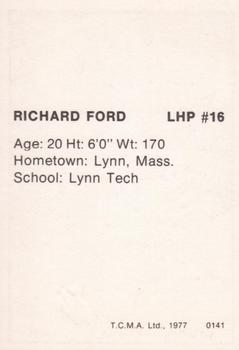 1977 TCMA Burlington Bees #0141 Richard Ford Back