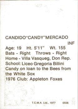 1977 TCMA Burlington Bees #0556 Candy Mercado Back