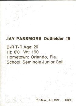 1977 TCMA Burlington Bees #0129 Jay Passmore Back