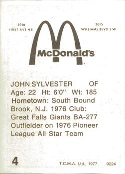 1977 TCMA Cedar Rapids Giants #0224 John Sylvester Back