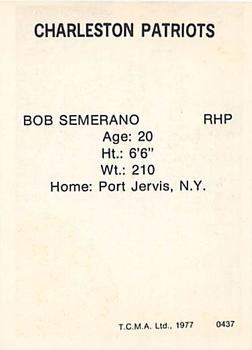 1977 TCMA Charleston Patriots #0437 Bob Semerano Back