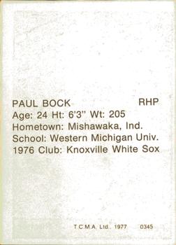 1977 TCMA Clinton Dodgers #0345 Paul Bock Back