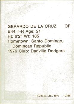 1977 TCMA Clinton Dodgers #0338 Gerry de la Cruz Back