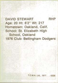 1977 TCMA Clinton Dodgers #0328 Dave Stewart Back