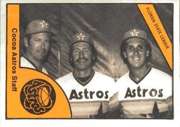 1977 TCMA Cocoa Astros #0083 Cocoa Astros Staff (Bob Cluck / Jim Johnson / George Lauzerique) Front