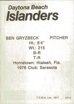 1977 TCMA Daytona Beach Islanders #0414 Ben Grzybek Back