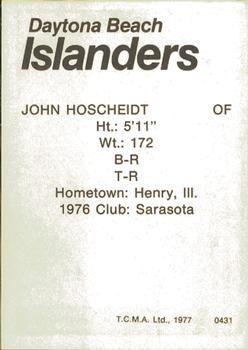 1977 TCMA Daytona Beach Islanders #0431 John Hoscheidt Back