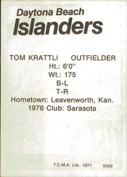 1977 TCMA Daytona Beach Islanders #0420 Tom Krattli Back