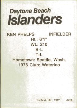 1977 TCMA Daytona Beach Islanders #0428 Ken Phelps Back
