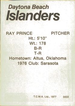 1977 TCMA Daytona Beach Islanders #0433 Ray Prince Back