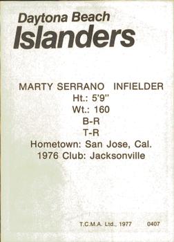 1977 TCMA Daytona Beach Islanders #0407 Marty Serrano Back