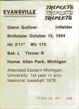 1977 TCMA Evansville Triplets #0249 Glenn Gulliver Back
