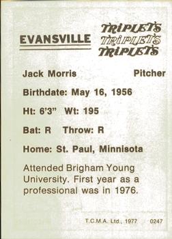 1977 TCMA Evansville Triplets #0247 Jack Morris Back