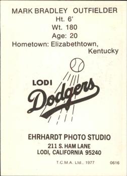 1977 TCMA Lodi Dodgers #0616 Mark Bradley Back